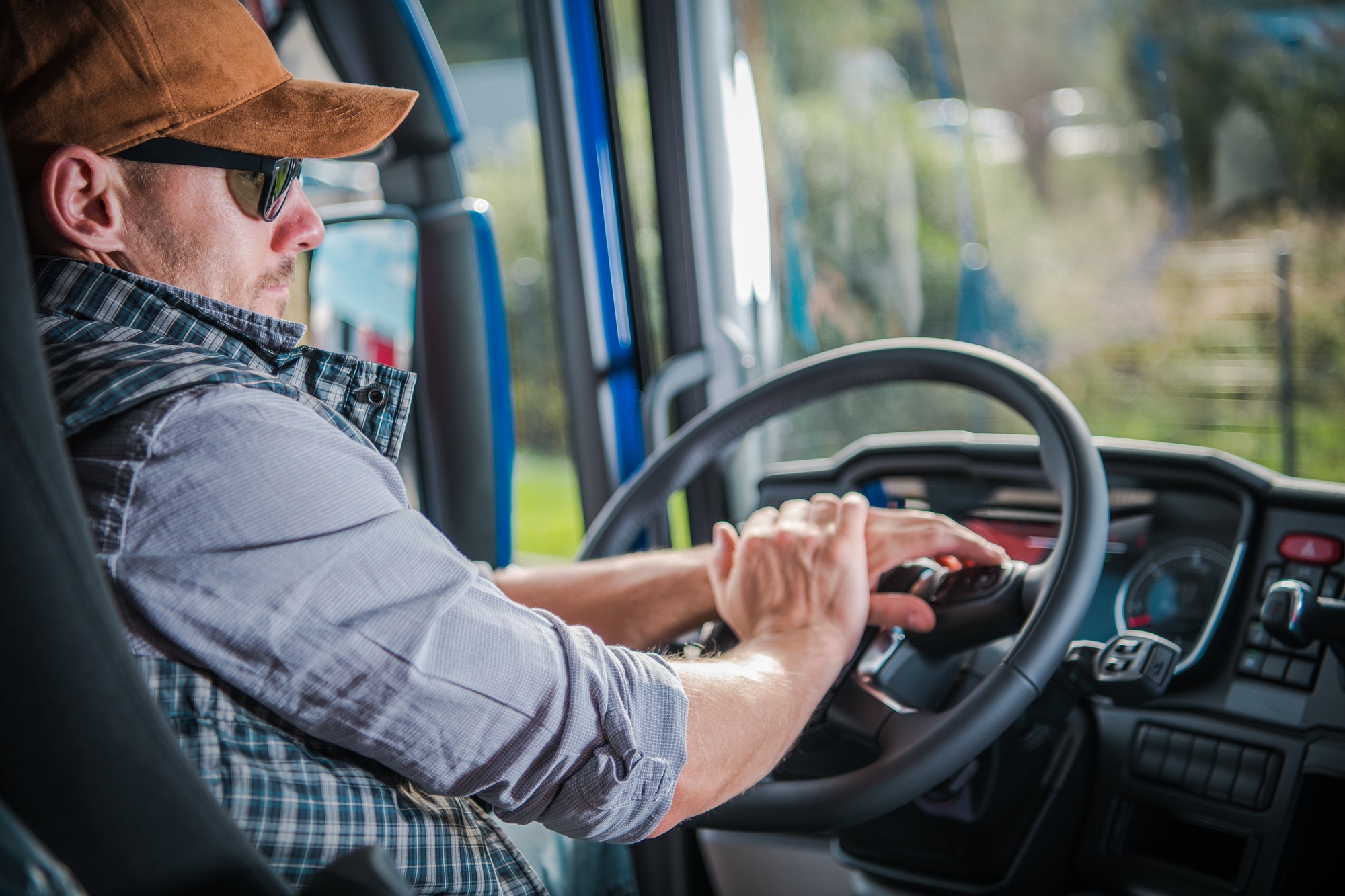 Truck Driver in the Cabin